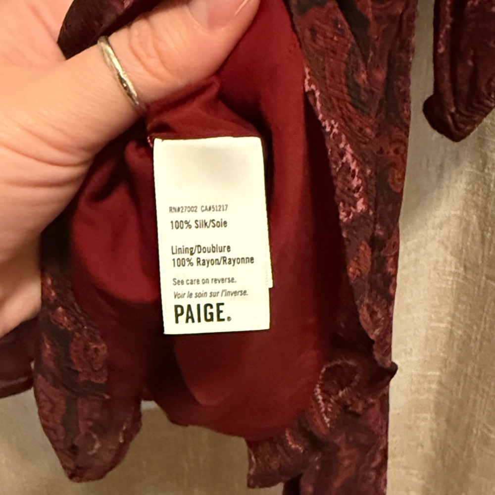 PAIGE Burgundy Paisley Long Sleeve Dress - Picture 6 of 6